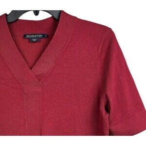 Pendleton Women’s M Silk Blend Colby Suit Sweater burgundy Short Sleeve v neck
